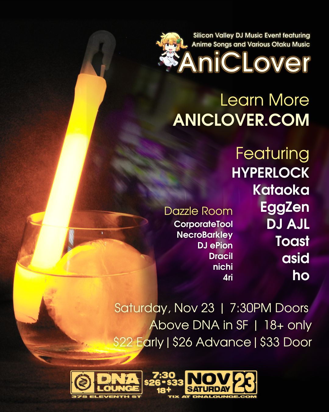 AniCLover: Spooky Roast | Oct 26 in Fremont@ DNA Lounge Apr 21